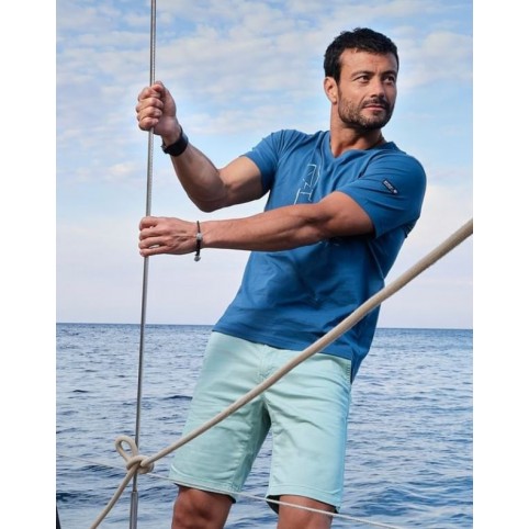 "FRANCESCO" PANTALÓN BERMUDA PARA HOMBRE VERDE PASTEL CON CINTURÓN