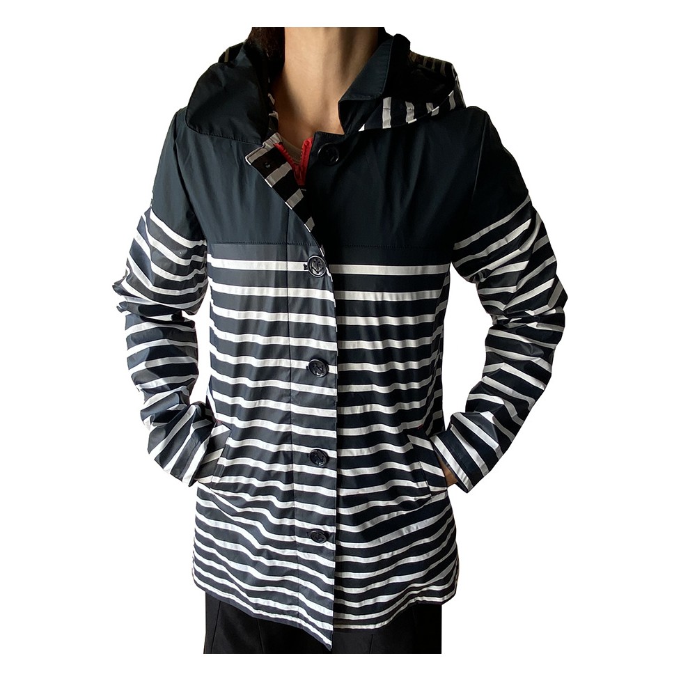 NAUTICAL RAINCOAT STRIPED NAVY BLUE 