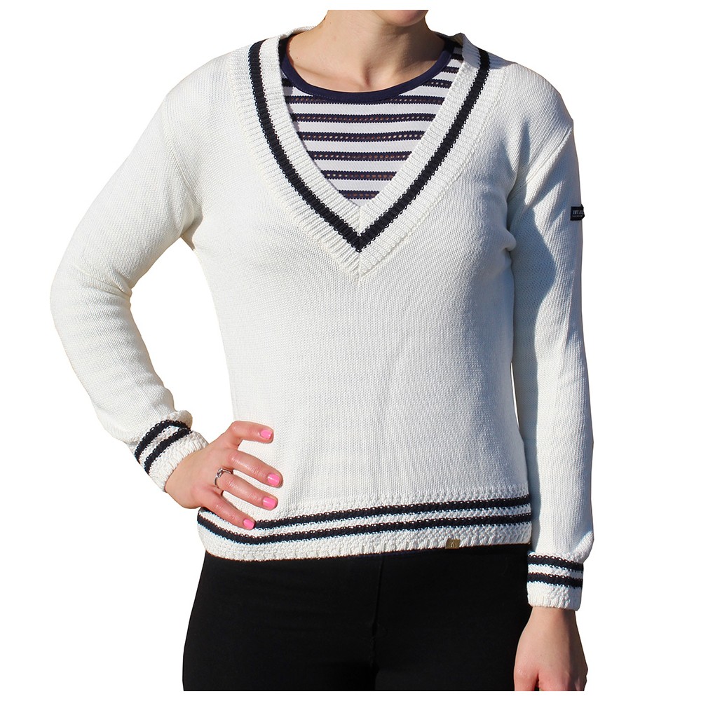 Pull Femme Blanc écru 'Emma' - Taille L, Col Original, Occasion En Très Bon état