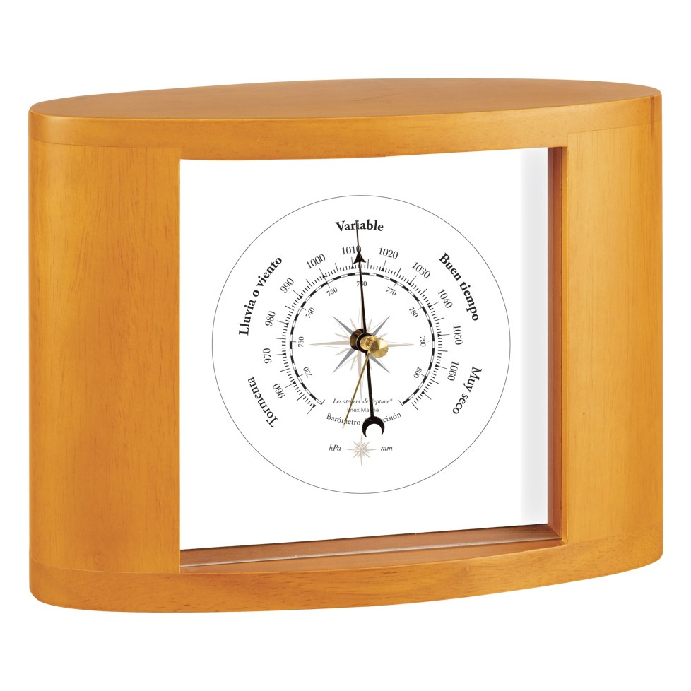 Barómetro Esfera Dorada Barómetro De Madera TFA 45.1000.01 - Para Interior, Con Termómetro, Esfera Dorada, 121 Mm Reloj Tiempo Madera