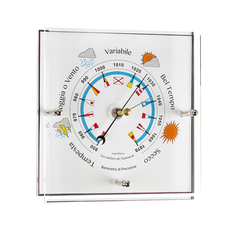 IMEX MARINE DESKTOP BAROMETER ON CLEAR ACRYLIC FRAME