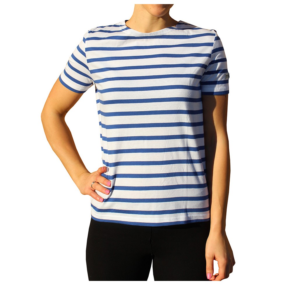 Tee-Shirt col bateau marinière en coton Blanc Petit bateau - Femme | Place des Tendances