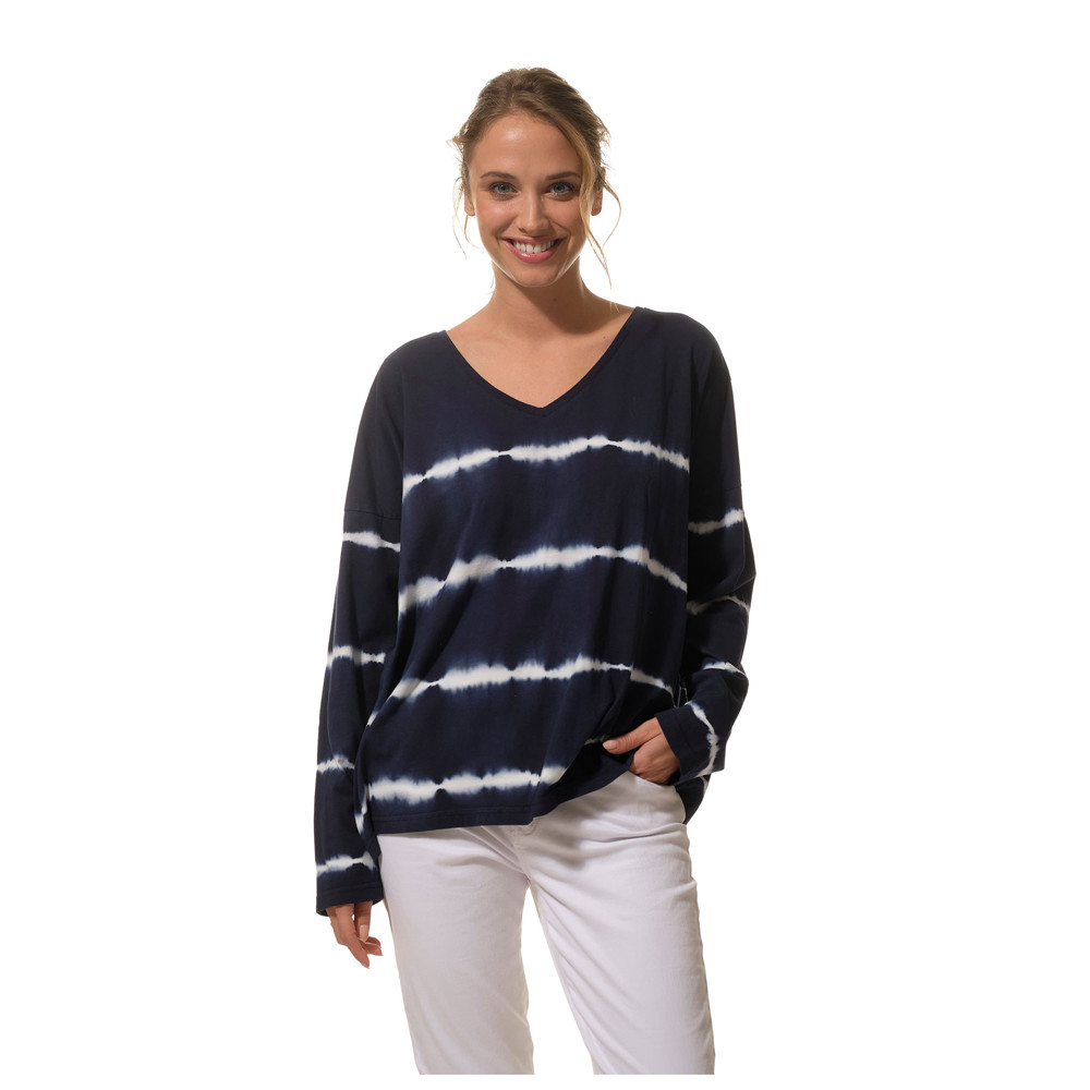 Pull rayé bleu et marron oversize en laine - La Fée Maraboutée