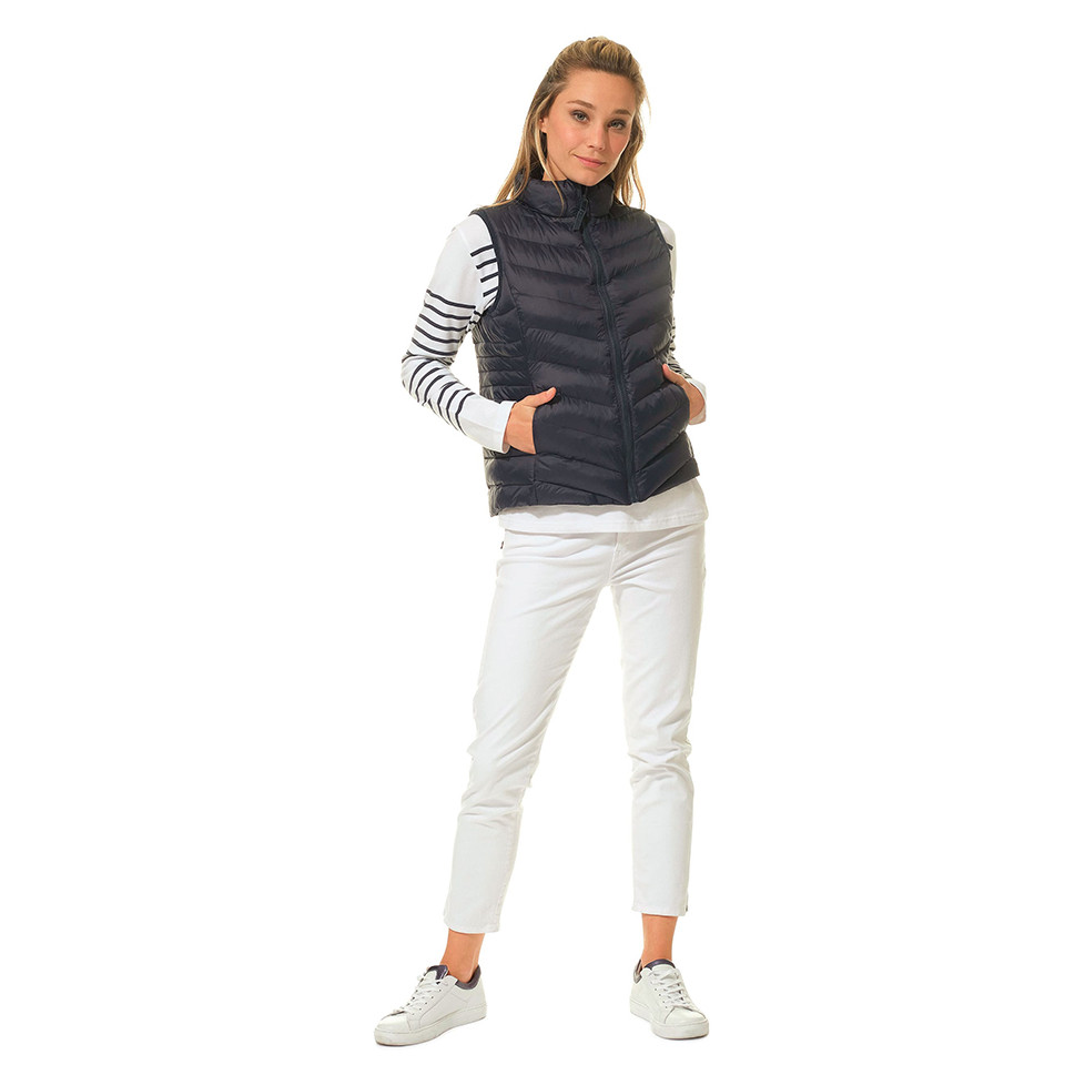 LONGKING Gilet Matelassé Femme Léger Et Élégant – Col Montant, Fermeture Éclair, Poches Zippées – Parfait Pour L'Automne Et L'Hiver
