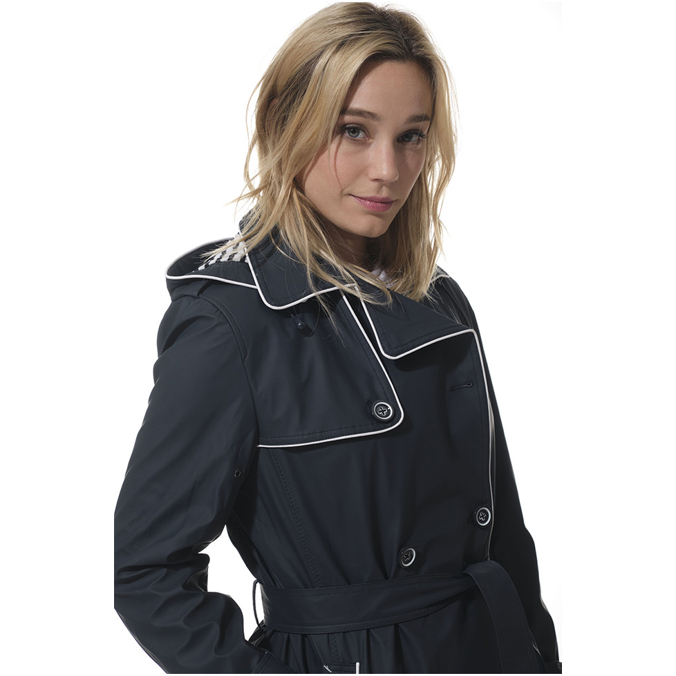 GABARDINE TRENCH FEMME BLEU AVEC CAPUCHE "MEGG"