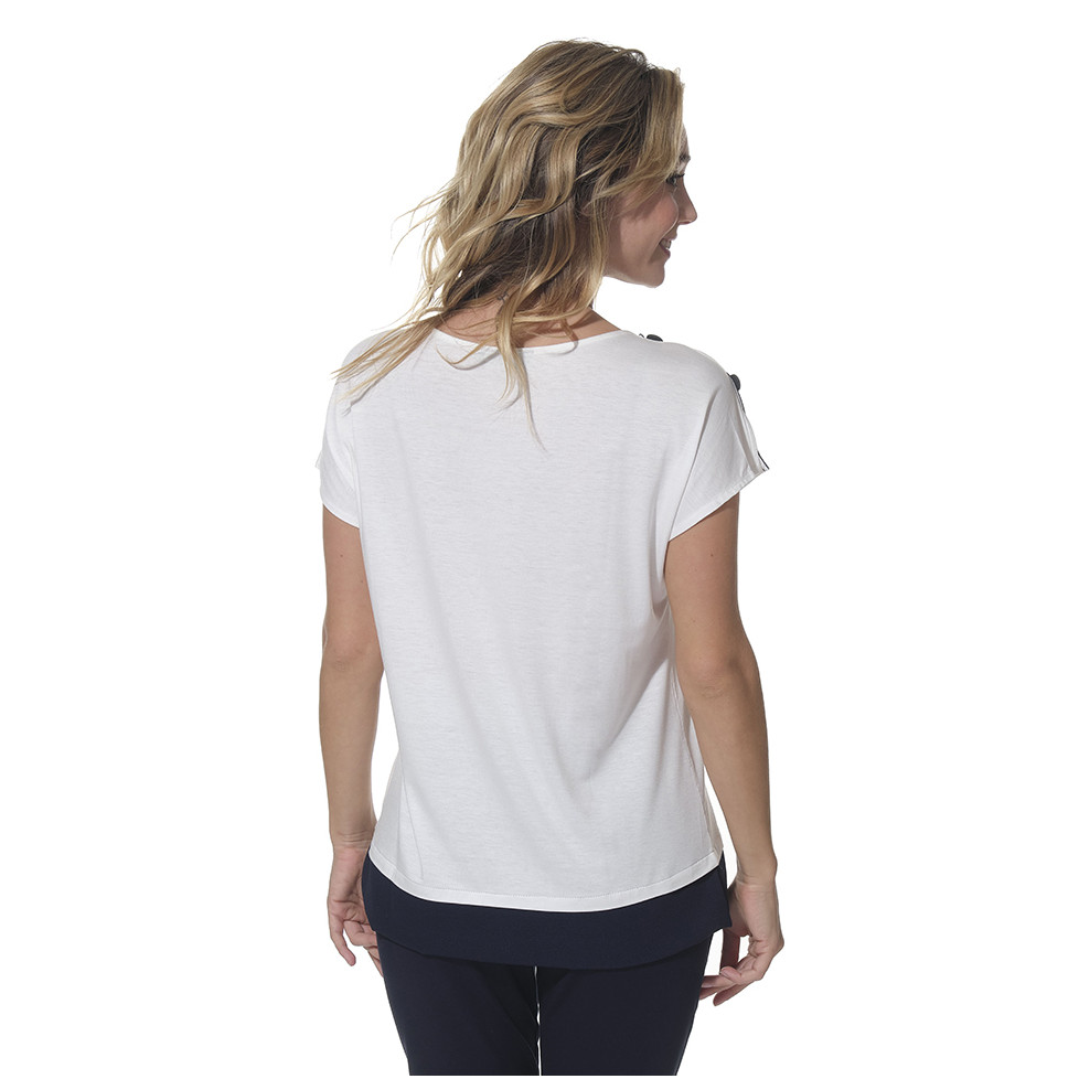 Camiseta manga corta blanca y dorada Anekke