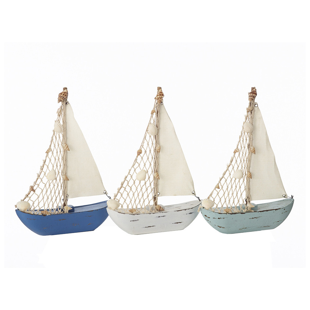 Lot De 3 Voiliers Jouets Anciens - Bateaux Miniatures Vintage - Occasion