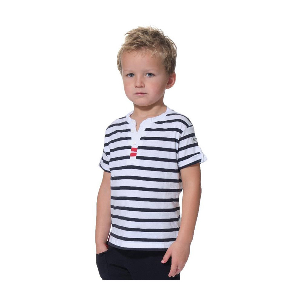 Camiseta marinera de rayas con bolsillo de manga corta niño