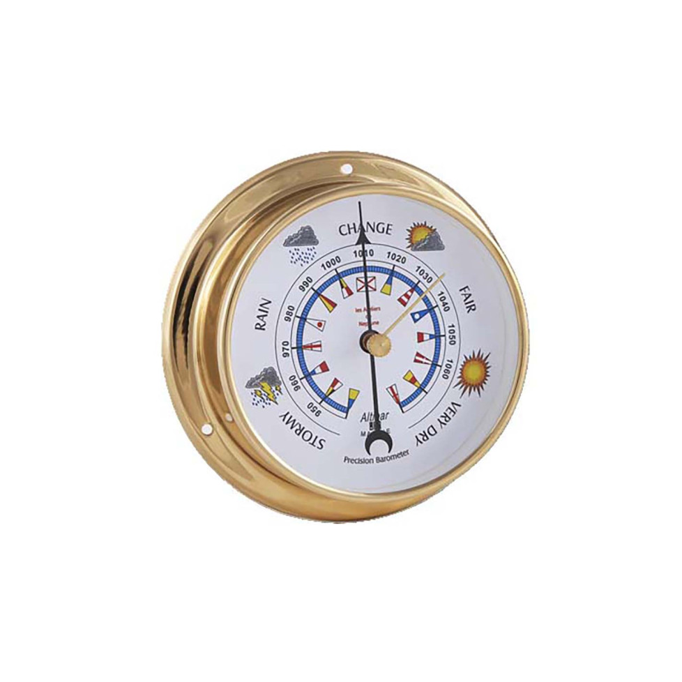 Pendulette Baromètre En Laiton Solo - Horloge De Bureau Vintage - Fonctionne