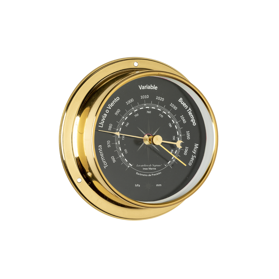 Autonautic - B95D - Baromètre Marin En Laiton Plaqué Or Pour Bateaux De Plaisance, Petits Navires Commerciaux Ou Caravanes - 95mm () X 1220mm (La) X 447mm (Lo) X 1387mm (H