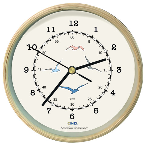 HORLOGE IMEX MARINE EN BOIS-MOUETTES 32,5 cm