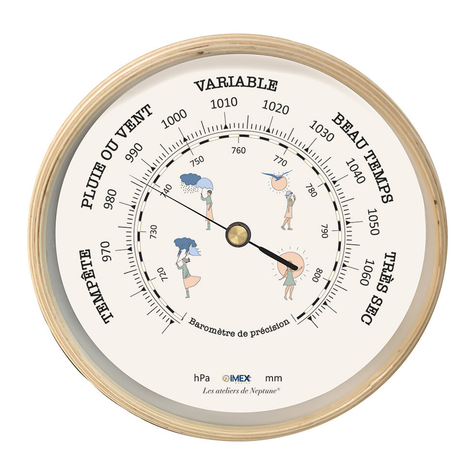 BAROMÈTRE CADRE EN BOIS IMEX MARINE 32,5 cm